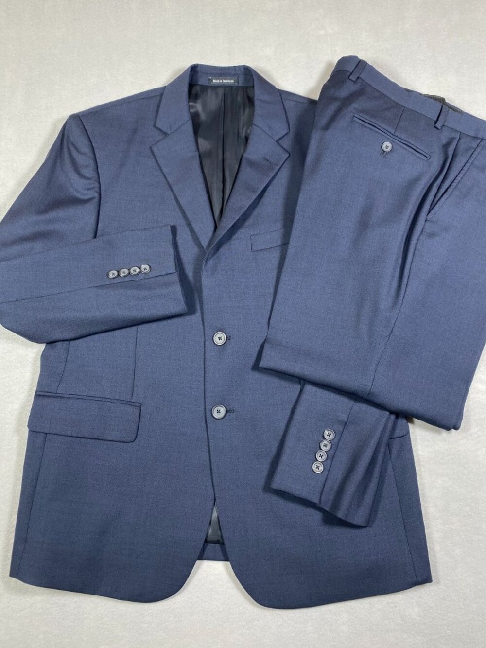 Pronto Uomo Platinum Navy Blue Men's 2-Piece Suit 100% Wool - 42S Jacket W36 L29